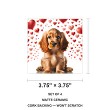Cocker Spaniel ceramic coasters set of 4, size 3.75 inches