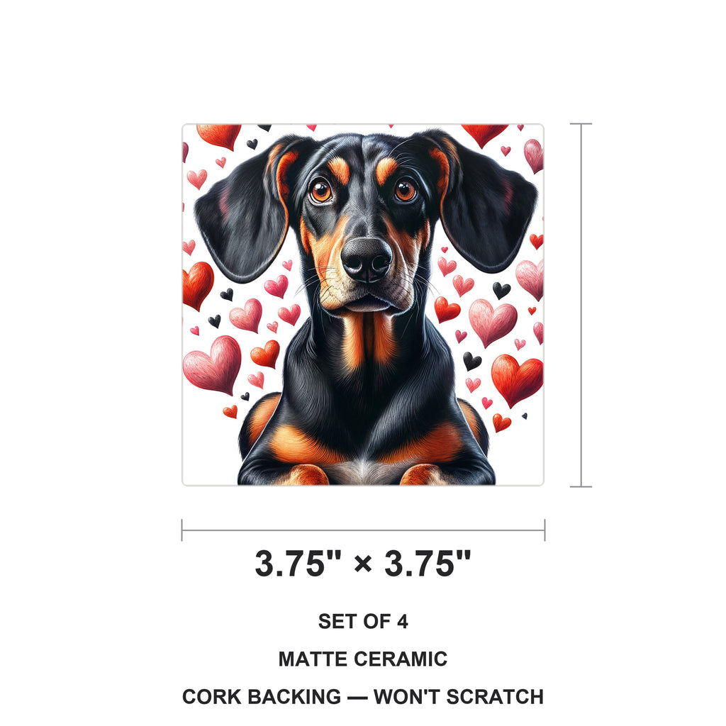 Dachshund ceramic coasters set of 4, size 3.75 inches