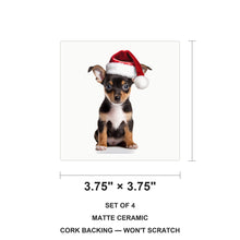 Toy Fox Terrier Puppy ceramic coasters set of 4, size 3.75 inches