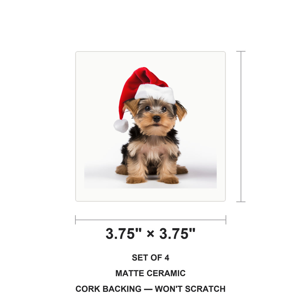 Yorkshire Terrier ceramic coasters set of 4, size 3.75 inches