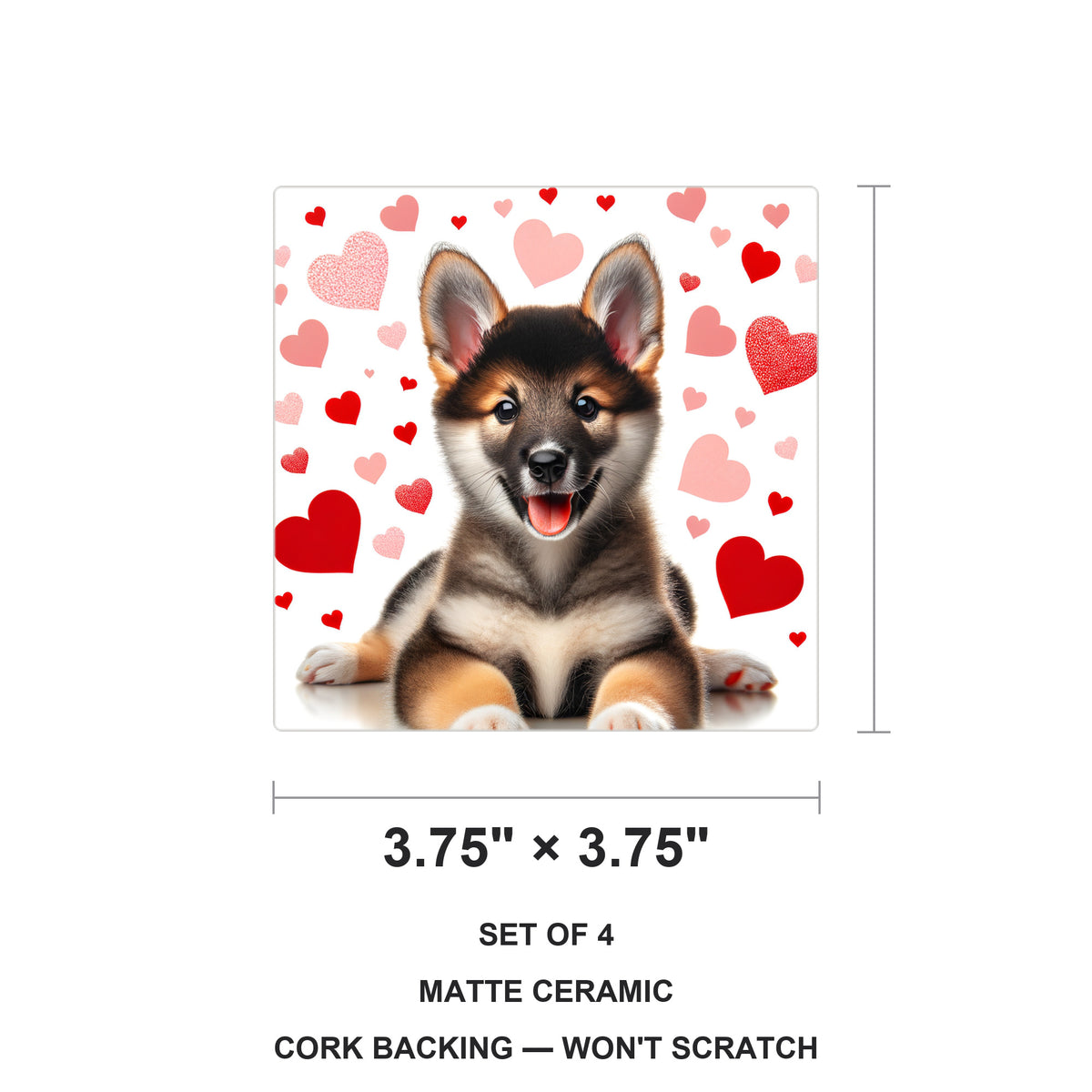 Shiba Inu ceramic coasters set of 4, size 3.75 inches