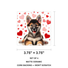 Shiba Inu ceramic coasters set of 4, size 3.75 inches