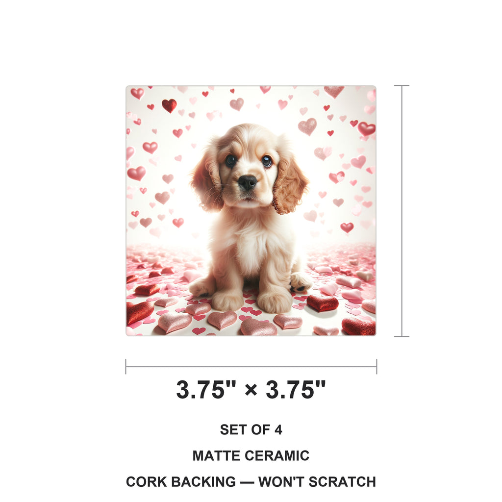 Cocker Spaniel ceramic coasters set of 4, size 3.75 inches