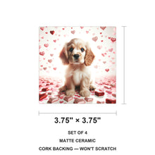 Cocker Spaniel ceramic coasters set of 4, size 3.75 inches