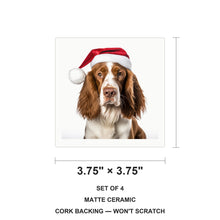 Welsh Springer Spaniel ceramic coasters set of 4, size 3.75 inches