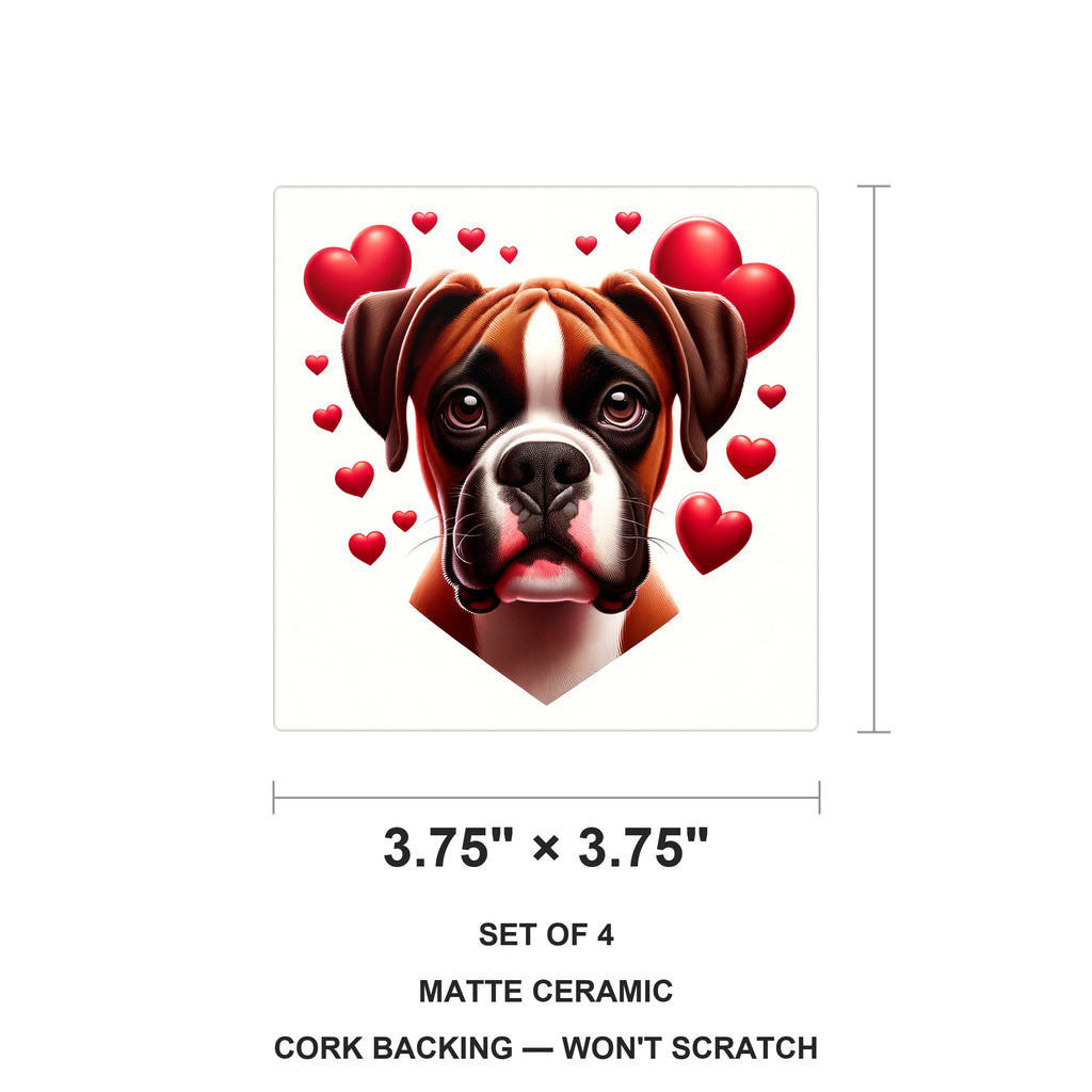 Boxer ceramic coasters set of 4, size 3.75 inches