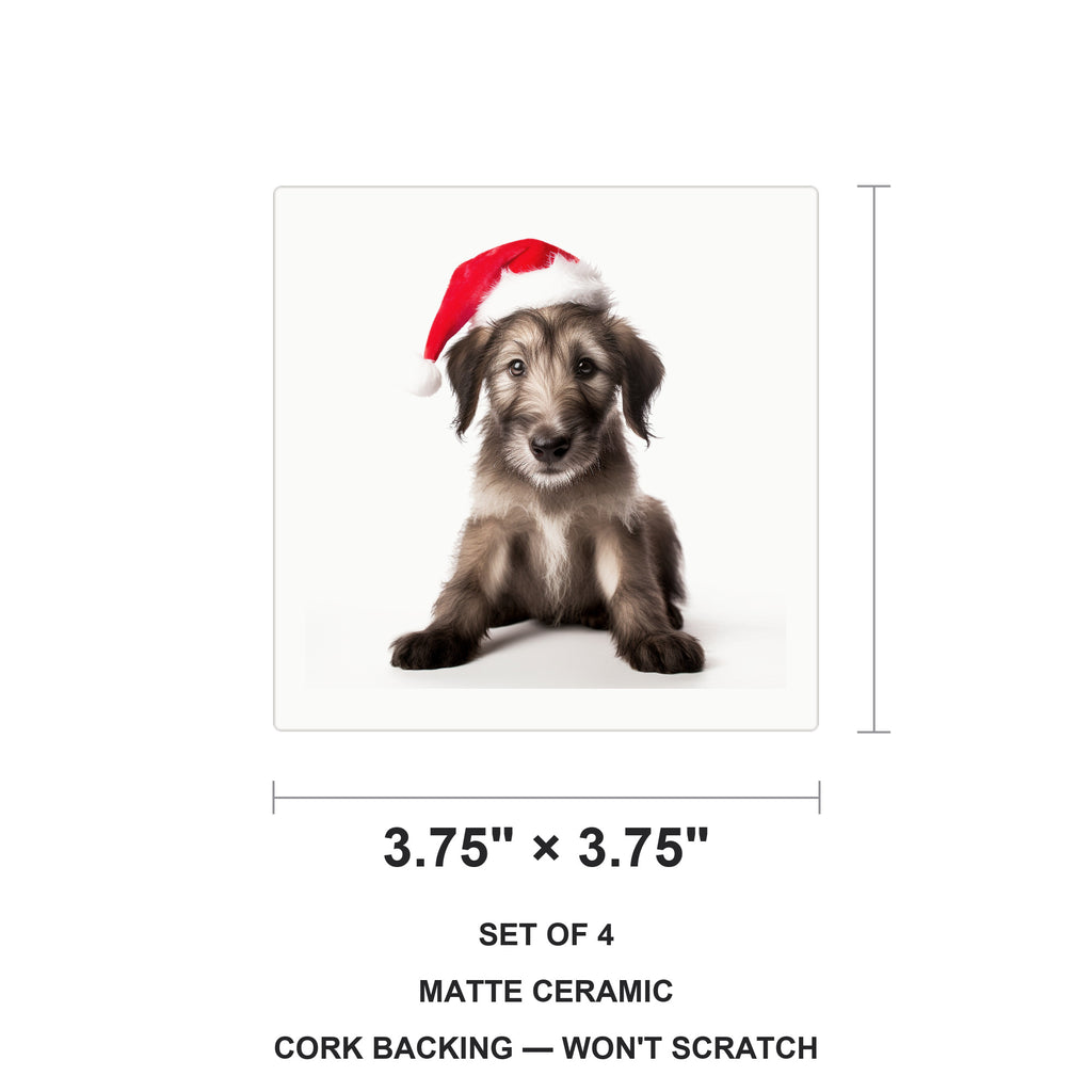 Irish Wolfhound Puppy ceramic coasters set of 4, size 3.75 inches