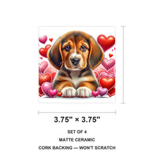 Beagle ceramic coasters set of 4, size 3.75 inches