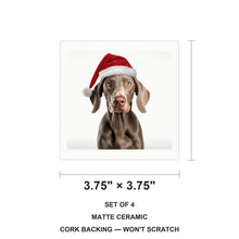 Weimaraner ceramic coasters set of 4, size 3.75 inches