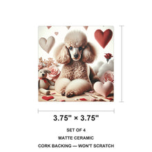 Poodle ceramic coasters set of 4, size 3.75 inches