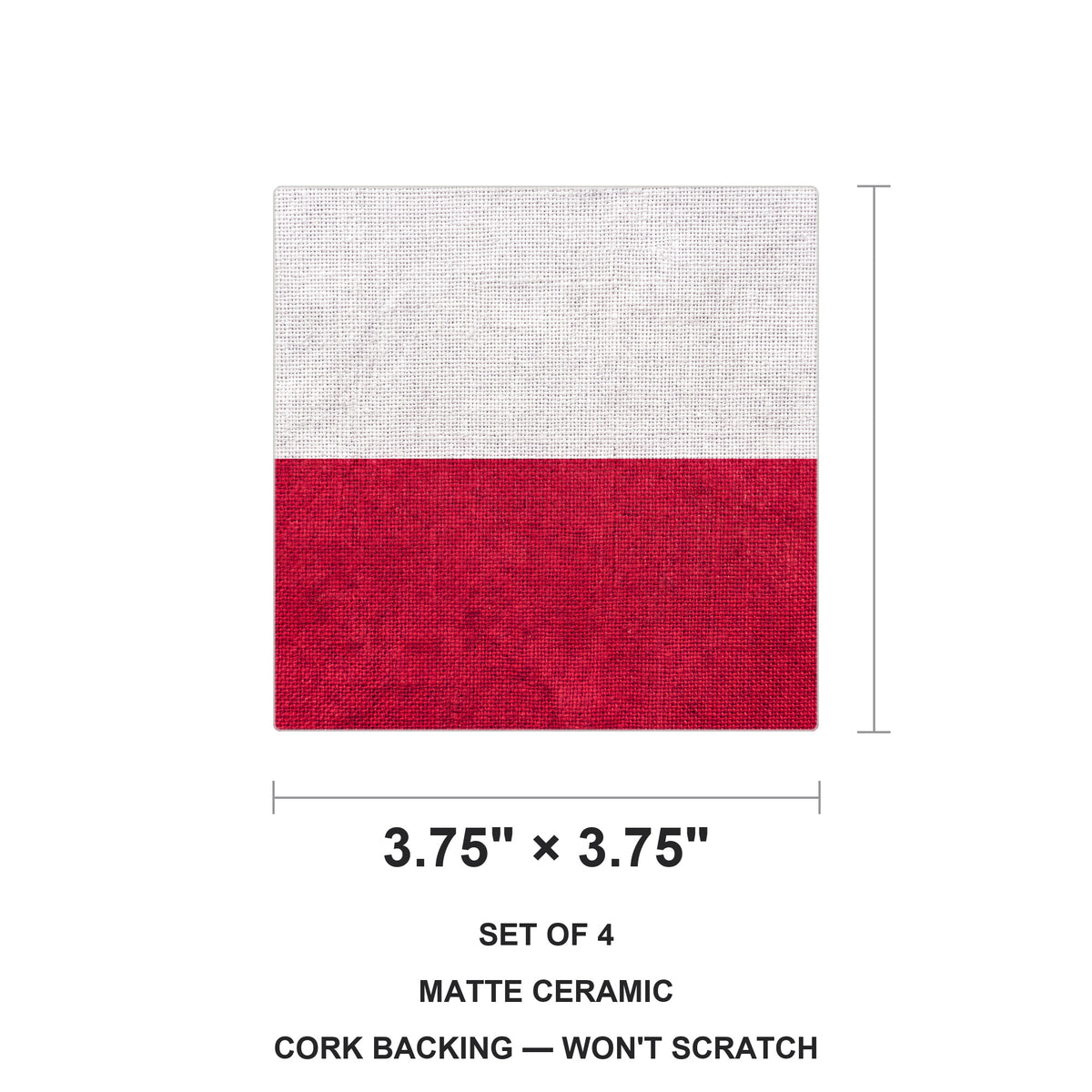 Poland Flag Pride ceramic coasters set of 4, size 3.75 inches