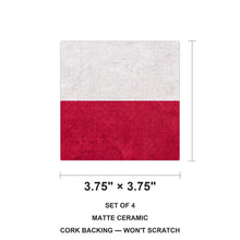 Poland Flag Pride ceramic coasters set of 4, size 3.75 inches