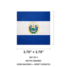 El Salvador Flag Pride ceramic coasters set of 4, size 3.75 inches