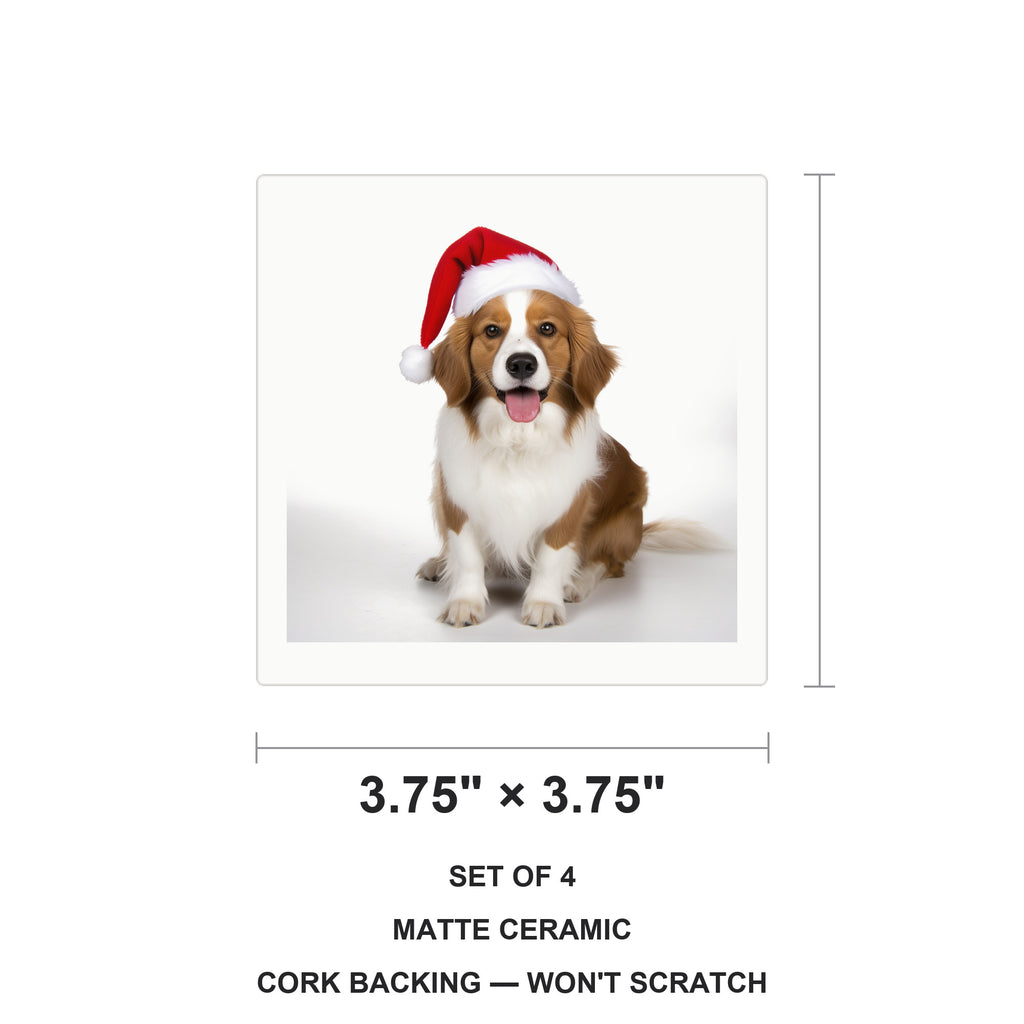Kooikerhondje ceramic coasters set of 4, size 3.75 inches