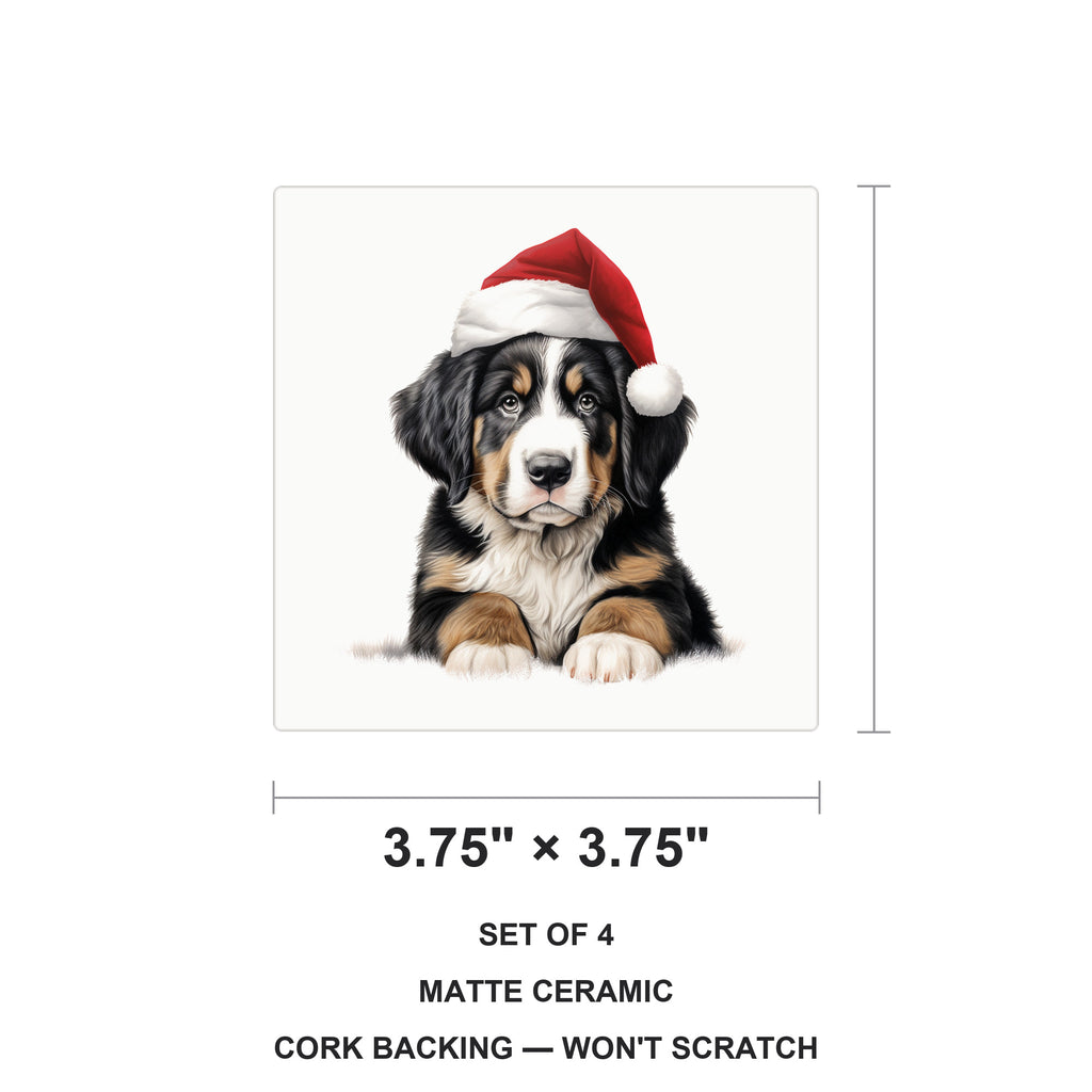 Greater Swiss Mountain Dog Puppy Drawing ceramic coasters set of 4, size 3.75 inches