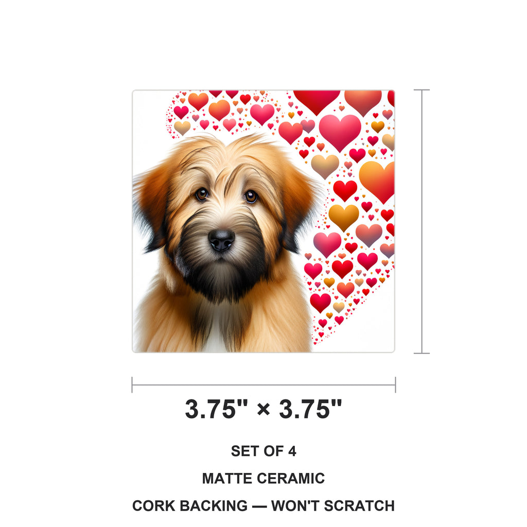 Briard ceramic coasters set of 4, size 3.75 inches