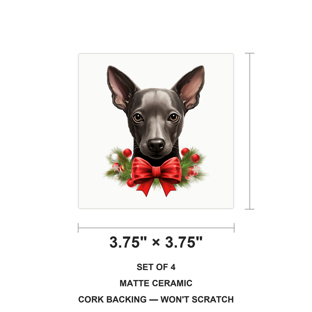 Xoloitzcuintli Puppy Drawing ceramic coasters set of 4, size 3.75 inches