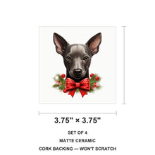 Xoloitzcuintli Puppy Drawing ceramic coasters set of 4, size 3.75 inches