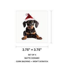 Doberman Pinscher Puppy ceramic coasters set of 4, size 3.75 inches