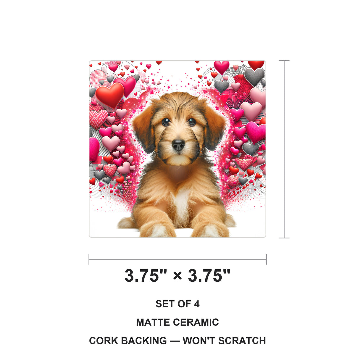 Goldendoodle ceramic coasters set of 4, size 3.75 inches