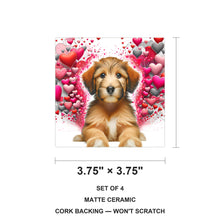 Goldendoodle ceramic coasters set of 4, size 3.75 inches