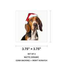 American English Coonhound ceramic coasters set of 4, size 3.75 inches
