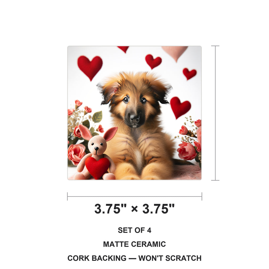 German Shepherd Dog ceramic coasters set of 4, size 3.75 inches