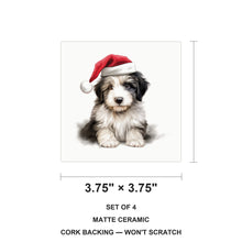 Polish Lowland Sheepdog Puppy Drawing ceramic coasters set of 4, size 3.75 inches