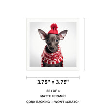 Xoloitzcuintli Puppy ceramic coasters set of 4, size 3.75 inches