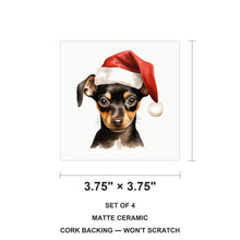 Miniature Pinscher Puppy Drawing ceramic coasters set of 4, size 3.75 inches