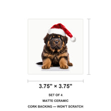 Tibetan Mastiff Puppy ceramic coasters set of 4, size 3.75 inches