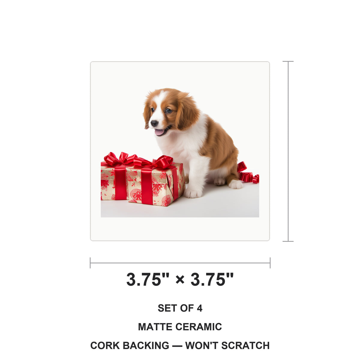 Kooikerhondje Puppy ceramic coasters set of 4, size 3.75 inches