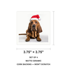 Bloodhound ceramic coasters set of 4, size 3.75 inches