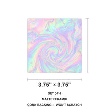 Holographic Iridescent ceramic coasters set of 4, size 3.75 inches
