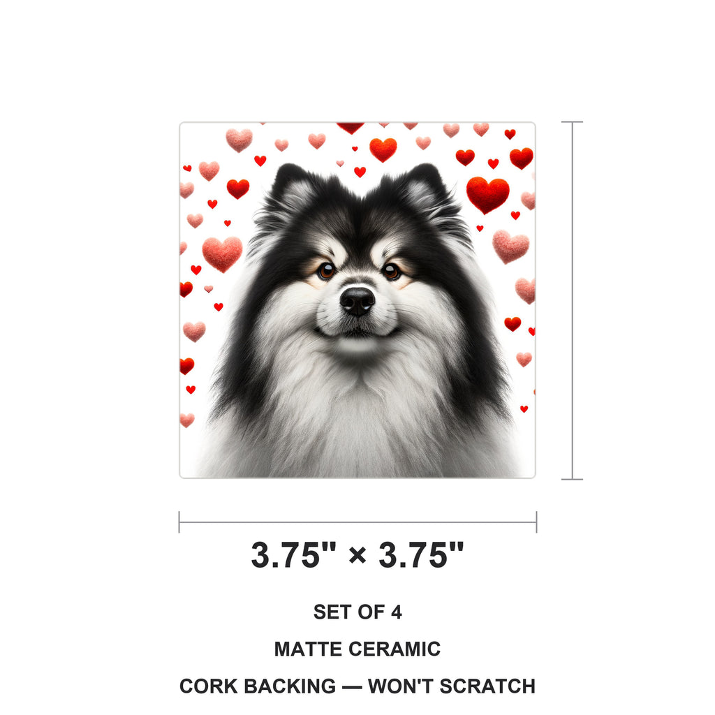 Finnish Lapphund ceramic coasters set of 4, size 3.75 inches