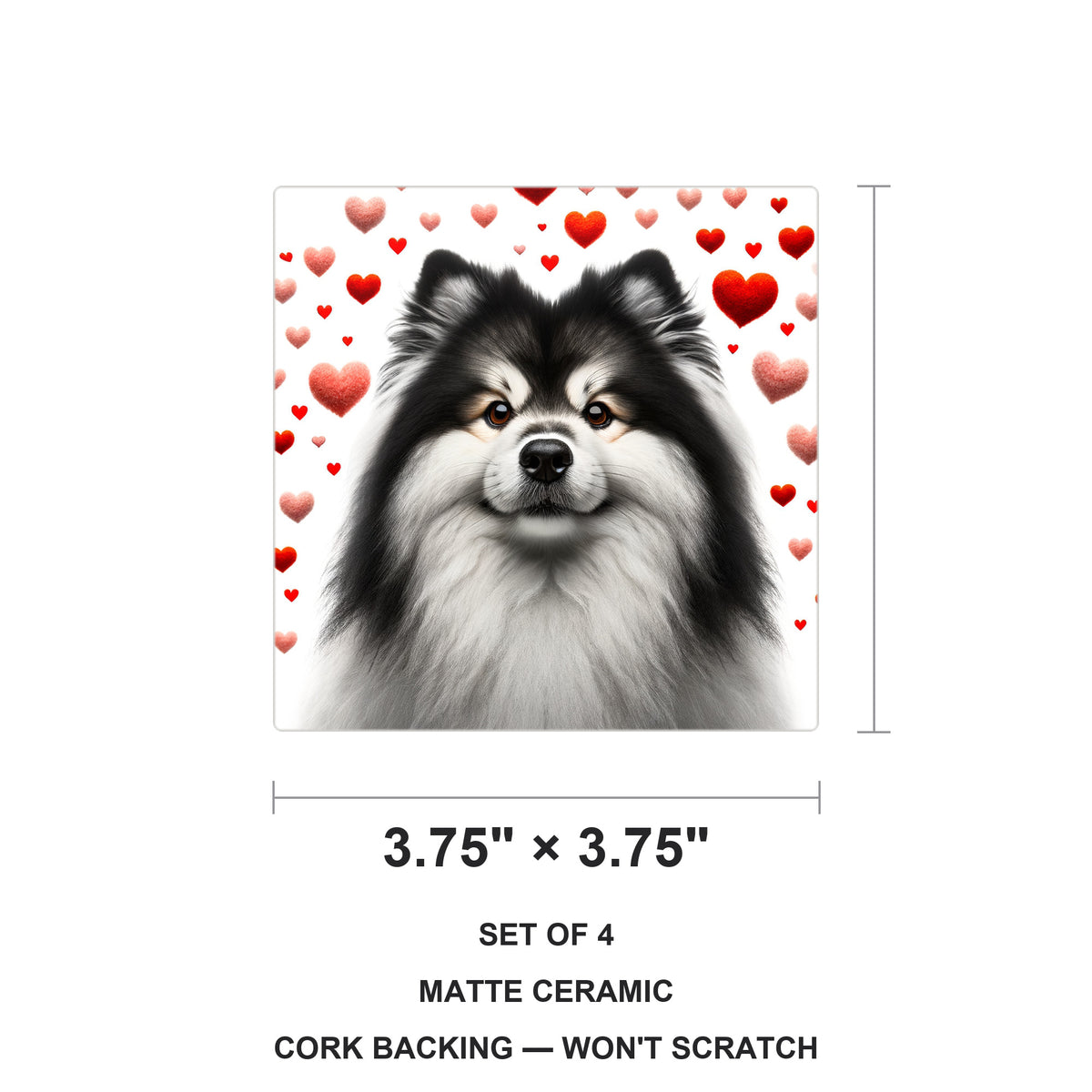 Finnish Lapphund ceramic coasters set of 4, size 3.75 inches