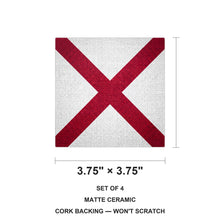 Alabama State Flag ceramic coasters set of 4, size 3.75 inches