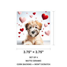 Soft Coated Wheaten Terrier ceramic coasters set of 4, size 3.75 inches