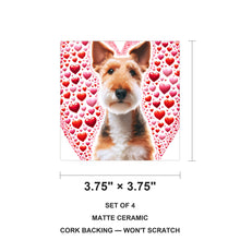 Wire Fox Terrier ceramic coasters set of 4, size 3.75 inches