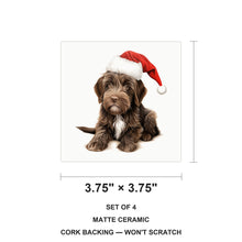 Wirehaired Pointing Griffon Puppy Drawing ceramic coasters set of 4, size 3.75 inches