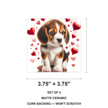 Beagle ceramic coasters set of 4, size 3.75 inches