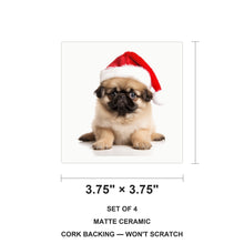 Pekingese Puppy ceramic coasters set of 4, size 3.75 inches