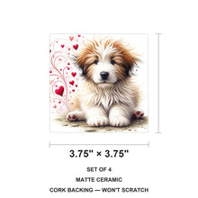 Bearded Collie ceramic coasters set of 4, size 3.75 inches