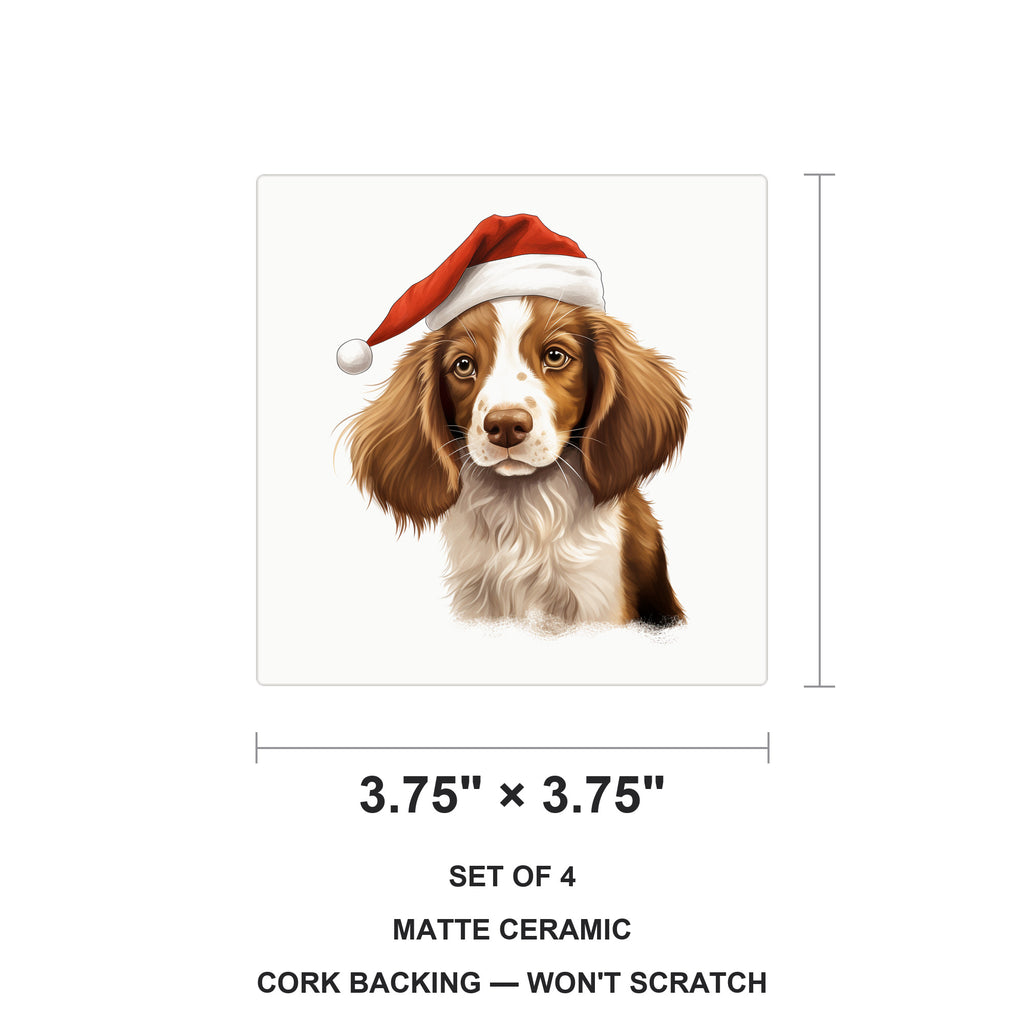 Welsh Springer Spaniel Puppy Drawing ceramic coasters set of 4, size 3.75 inches