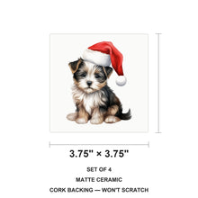 Biewer Terrier Puppy Drawing ceramic coasters set of 4, size 3.75 inches