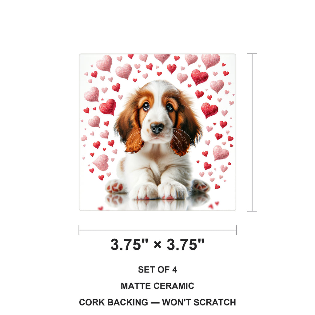 Cocker Spaniel ceramic coasters set of 4, size 3.75 inches
