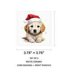 Great Pyrenees Puppy Drawing ceramic coasters set of 4, size 3.75 inches