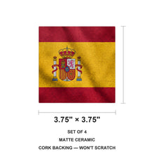 Spain Flag Pride ceramic coasters set of 4, size 3.75 inches