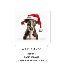 Greyhound Puppy ceramic coasters set of 4, size 3.75 inches