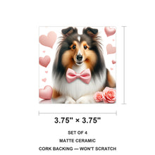 Shetland Sheepdog ceramic coasters set of 4, size 3.75 inches